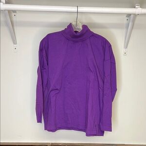 Vintage Purple Turtleneck Long Sleeve‎ Shirt- L